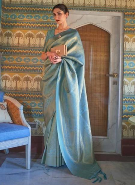 Blue Colour Kumbhi Silk Raj Tex New Latest Designer Ethnic Wear Saree Collection 236003